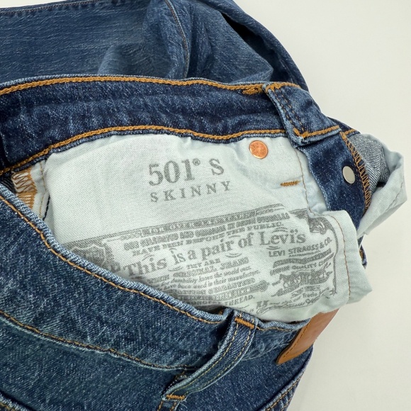 Levis 501 Jeans Women 25x30 Premium Stretch Skinny Button Fly Mid Rise Denim - Picture 10 of 15